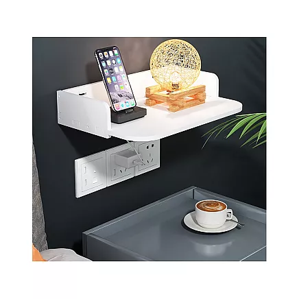 Wall-mounted book shelf flowers white matt