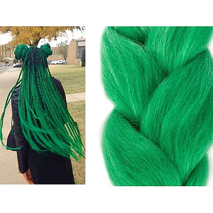 Sintētiskā matu bizīte ombre, zaļa