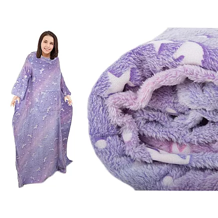 Blanket with sleeves fleece warm sweatshirt dressing gown neon
