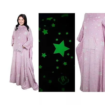 Blanket with sleeves fleece warm sweatshirt dressing gown neon