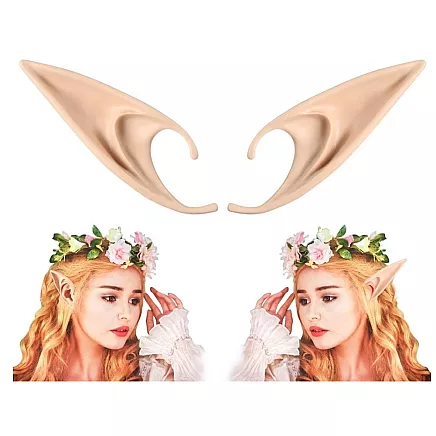 Mākslīgās elfu ausis karnevālam un Helovīnam, silikona, miesas krāsā