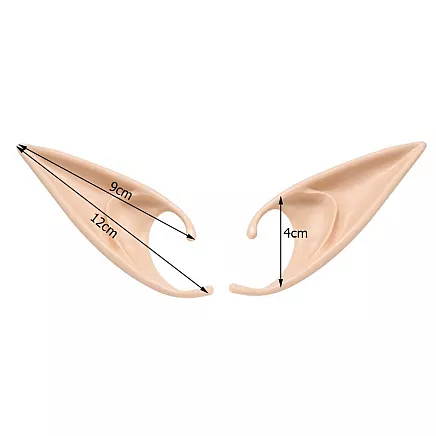 Mākslīgās elfu ausis karnevālam un Helovīnam, silikona, miesas krāsā