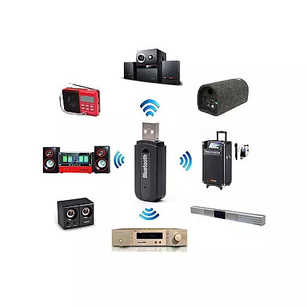 Bluetooth audio uztvērējs ar AUX 3.5mm un USB, melns