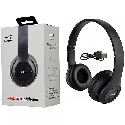 Bezvadu austiņas P47 Bluetooth ar mikrofonu un MP3