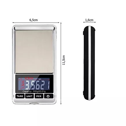 Precīzi digitālie kabatas juvelieru svari 500g / 0,01g
