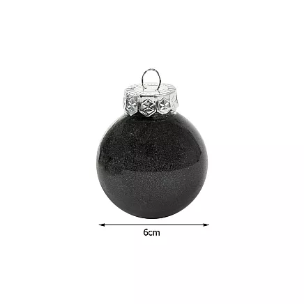 Ziemassvētku Eglīšu Bumbas, Melna un Caurspīdīga, Nesalaužamas, 24 gab., 6 cm