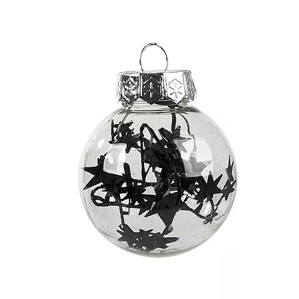 Ziemassvētku Eglīšu Bumbas, Melna un Caurspīdīga, Nesalaužamas, 24 gab., 6 cm