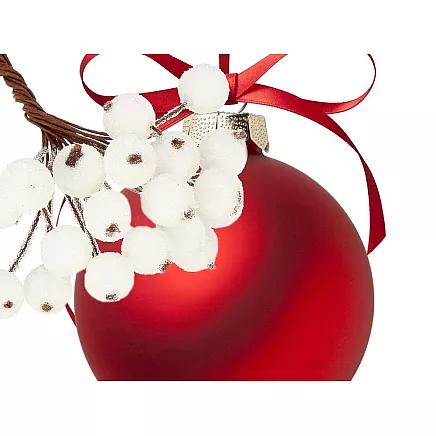 Ziemassvētku Dekors Rotājumi Sarmots Baltais Pīlādzis, 5 Pušķi, 200 Bumbiņas, Sala...