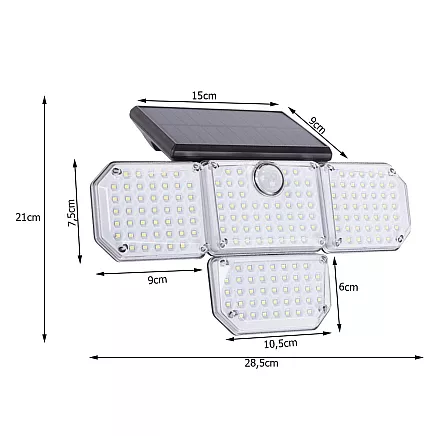 Solar lamp 181 led with twilight movement sensor + remote control garden street lamp