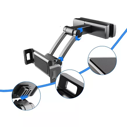Universāls auto turētājs planšetdatoram un telefonam galvas balstam, regulējams