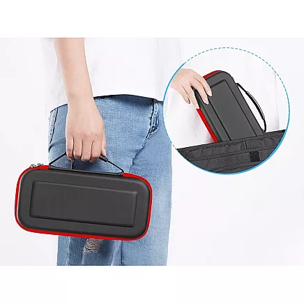 Aizsargmaciņš Nintendo Switch un Switch OLED konsolei ar nodalījumiem, melns