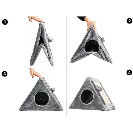 Scratching post triangle cat kennel cat bed toy ball