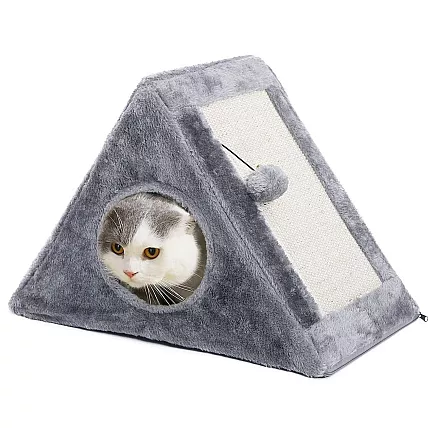 Scratching post triangle cat kennel cat bed toy ball