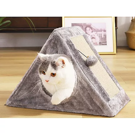 Scratching post triangle cat kennel cat bed toy ball