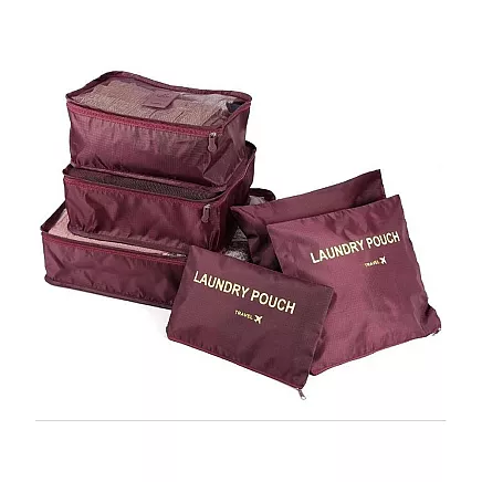 Ceļojumu organizatori koferim, 6 gab. komplekts, bordo