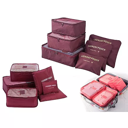 Ceļojumu organizatori koferim, 6 gab. komplekts, bordo