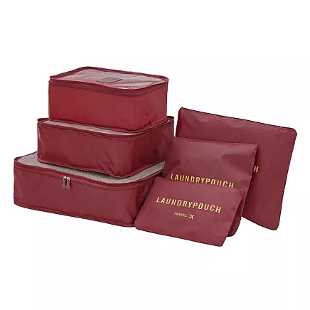 Ceļojumu organizatori koferim, 6 gab. komplekts, bordo