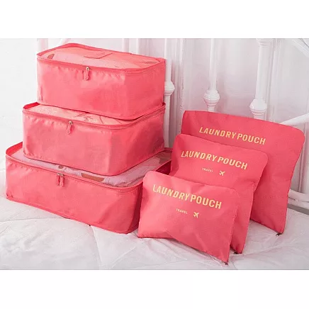 Ceļojumu organizatoru komplekts koferim, 6 gab., lašu krāsā