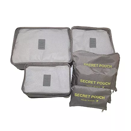 Ceļojumu organizatoru komplekts koferim, 6 gab., pelēks