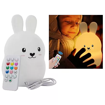 Bērnu Silikona Nakts LED RGB Gaismas Lampa ar Tālvadības Pulti, Trusis