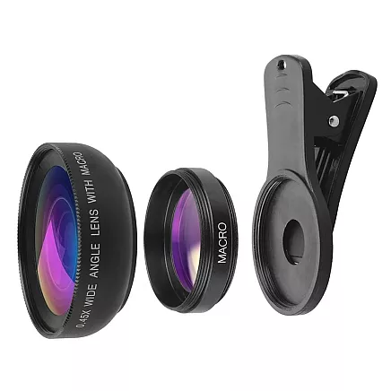 Smartphone Lēca 2in1 0.45X 12.5X Macro Klipša Fiksācija