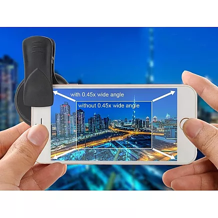 Smartphone Lēca 2in1 0.45X 12.5X Macro Klipša Fiksācija
