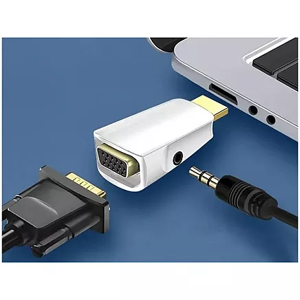HDMI to VGA adapter with audio mini jack