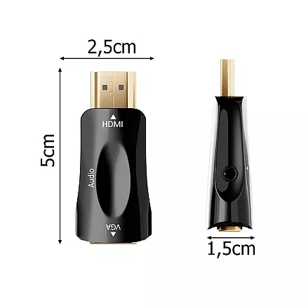 HDMI to VGA adapter with audio mini jack