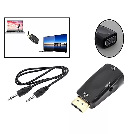HDMI to VGA adapter with audio mini jack