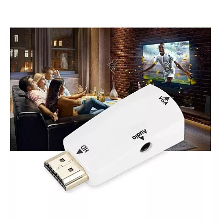 HDMI to VGA adapter with audio mini jack