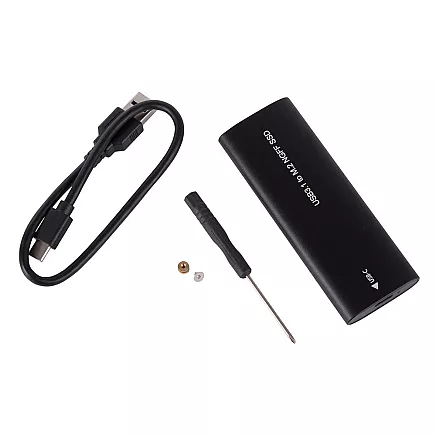 M.2 SATA NGFF SSD adaptera korpuss ar USB 3.1 un USB-C, 2230–2280 mm, melns