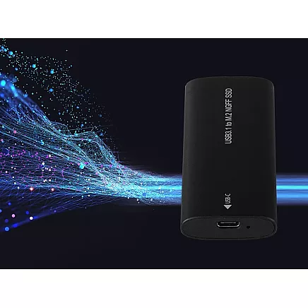 M.2 SATA NGFF SSD adaptera korpuss ar USB 3.1 un USB-C, 2230–2280 mm, melns