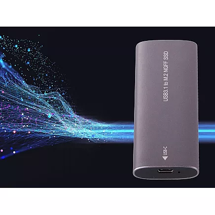 M.2 SATA NGFF SSD adaptera korpuss ar USB 3.1 un USB-C, 2230–2280 mm, sudrabs