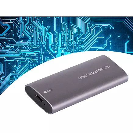 M.2 SATA NGFF SSD adaptera korpuss ar USB 3.1 un USB-C, 2230–2280 mm, sudrabs