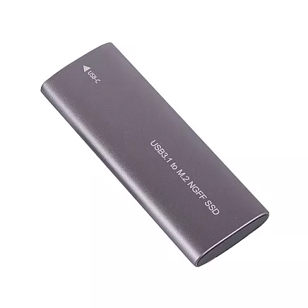 M.2 SATA NGFF SSD adaptera korpuss ar USB 3.1 un USB-C, 2230–2280 mm, sudrabs