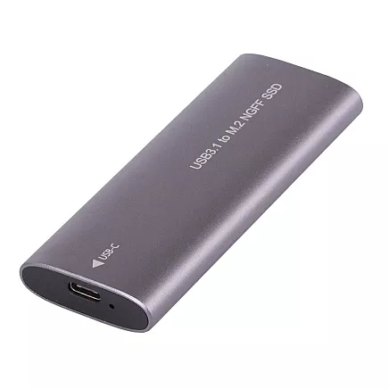 M.2 SATA NGFF SSD adaptera korpuss ar USB 3.1 un USB-C, 2230–2280 mm, sudrabs