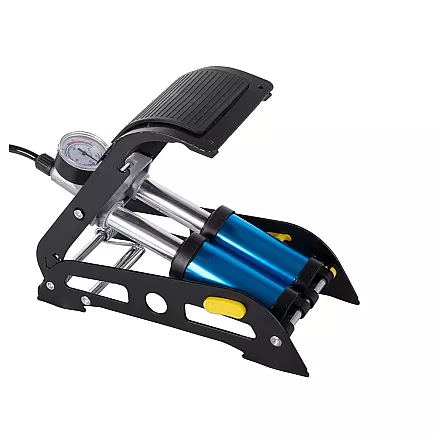 Car foot pump twin piston end caps bicycle auto for balls mattress