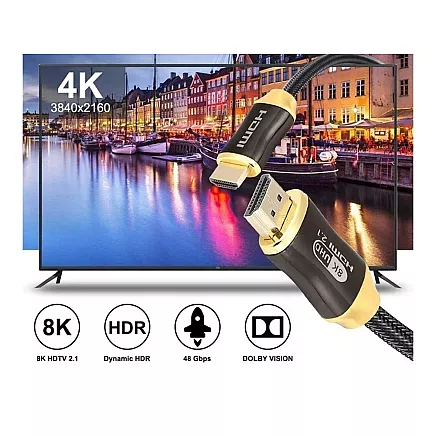 HDMI 2.1 Ultra High Speed kabelis 8K 60Hz 4K 120Hz ar pozlādētām kontaktēm 3 m