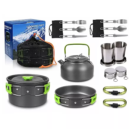 Camping cookware set kemping kettle frying pan 18in1