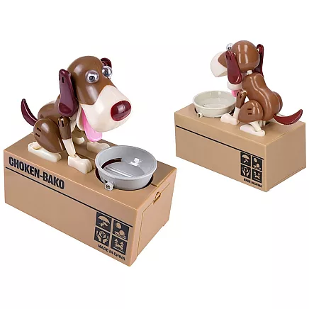 Piggy bank dog eats coins interactive vending machine safe deposit box large