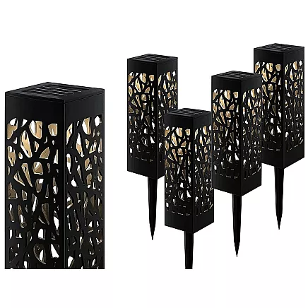 Garden lamp solar decorative set of 4 pieces dusk sensor