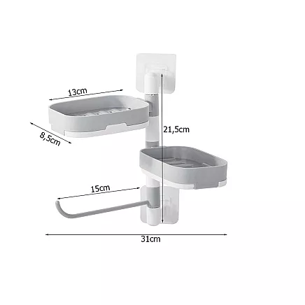 Wall-mounted soap dish towel rail with suction cups