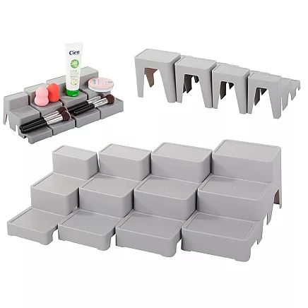 Cosmetics organiser modular 4-in-1 bathroom shelf storage container stand