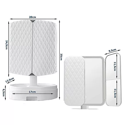Grima spogulis ar LED apgaismojumu un palielinājumu 2X, 3X