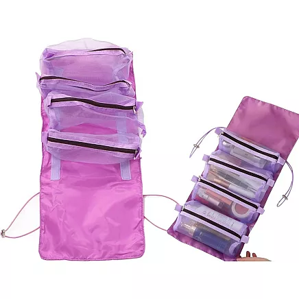 Toiletries travel roll functional 4 in 1 zipper for cosmetics
