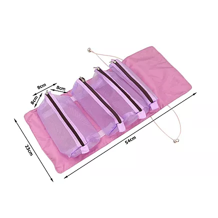 Toiletries travel roll functional 4 in 1 zipper for cosmetics