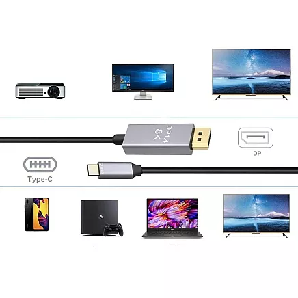 Displayport usb typ-c 1.4 video audio usb-c 8k 4k 2k cable 1.8m