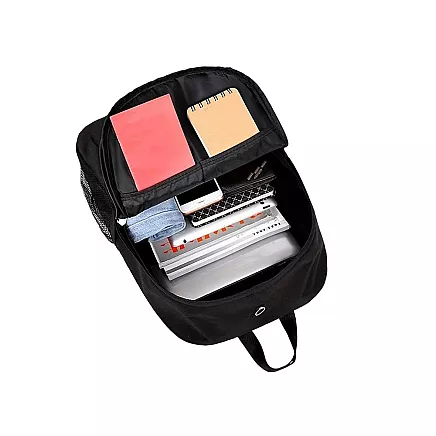 Atstarojoša pusaudžu skolas mugursoma ar USB pieslēgvietu, melna