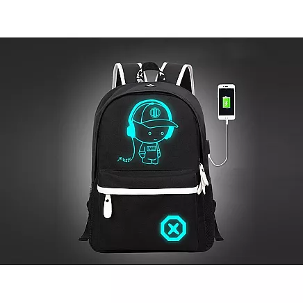 Atstarojoša pusaudžu skolas mugursoma ar USB pieslēgvietu, melna