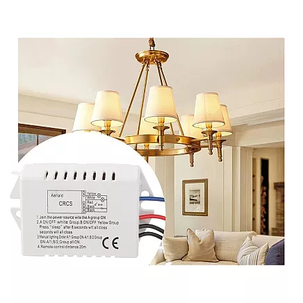 Bezvadu gaismas slēdzis ar tālvadības pulti, 1 kanāls, 20m